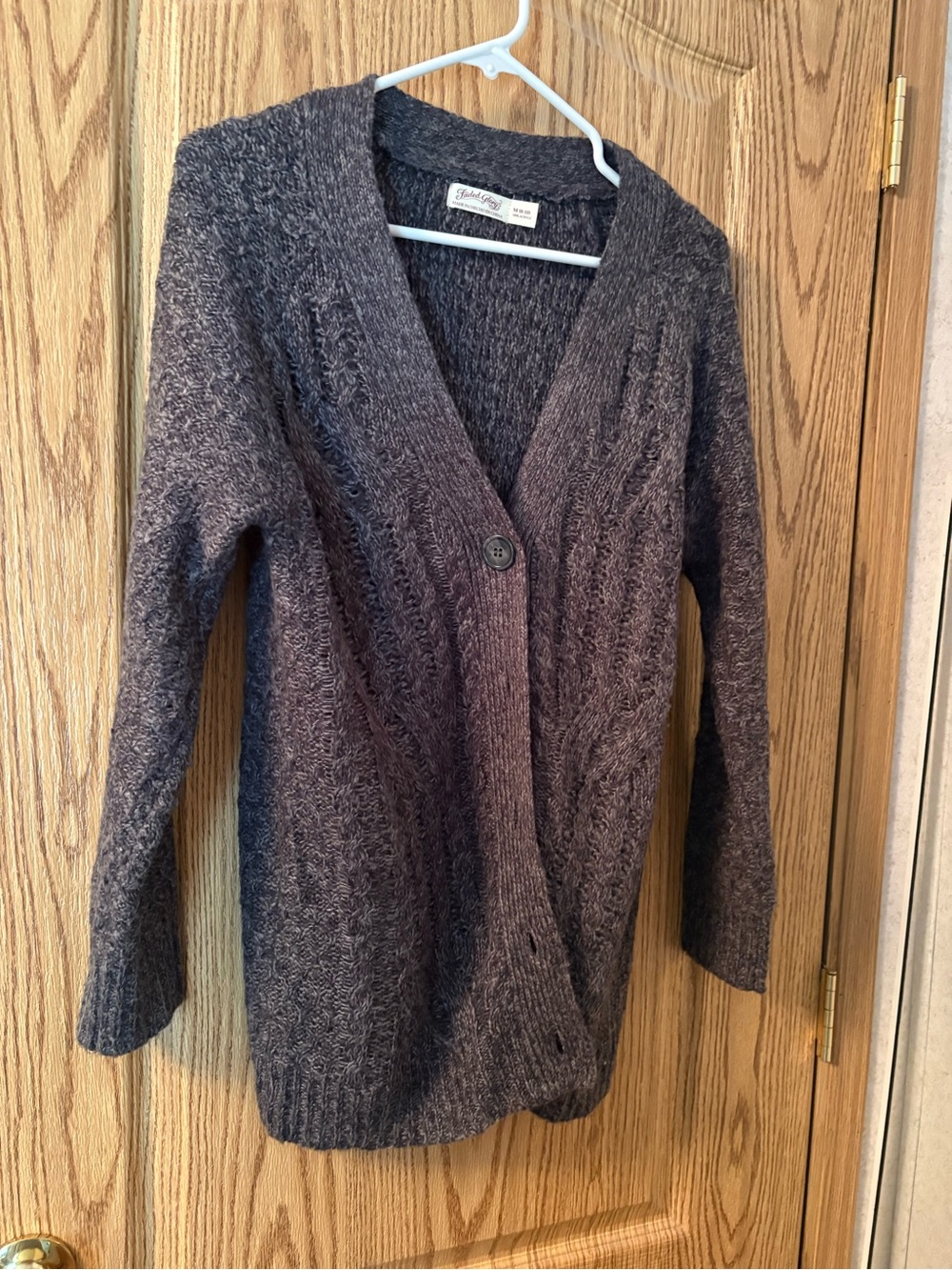 Faded Glory Women's Dark Gray Cable Knit Single-Button Cardigan